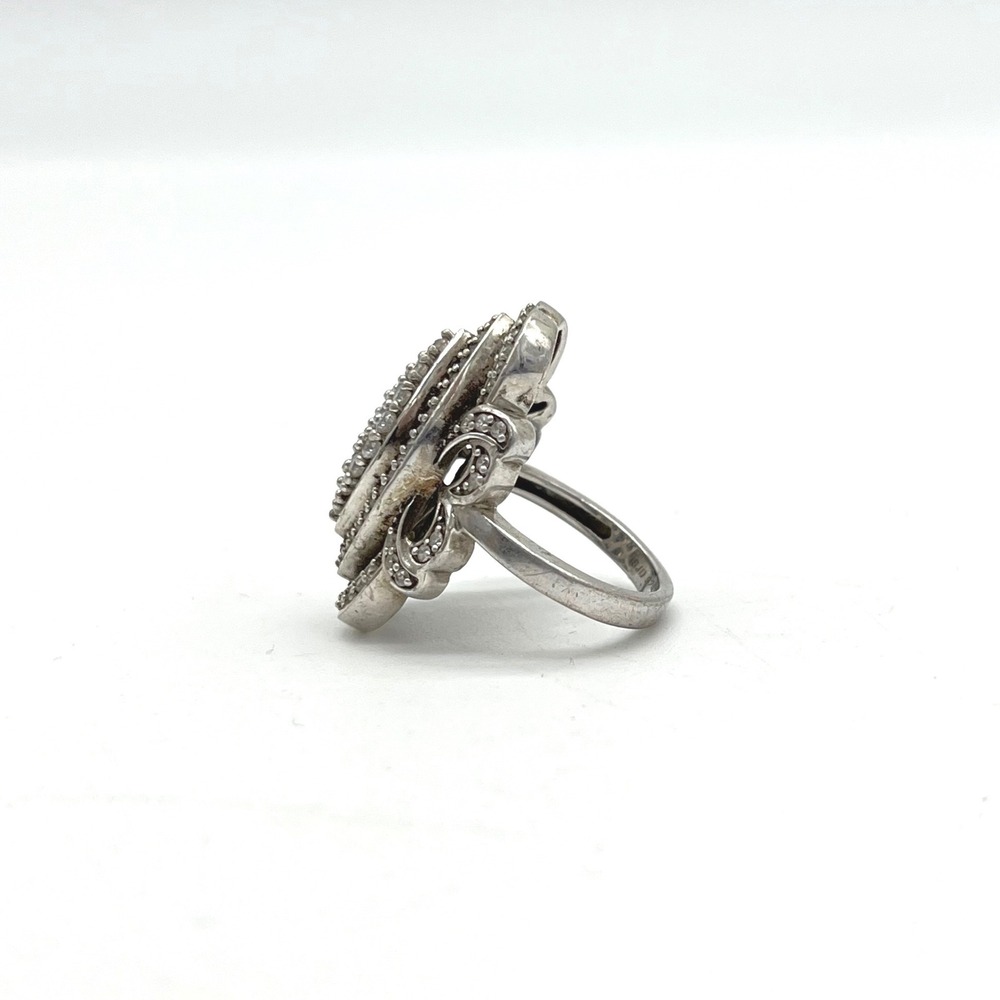 Ornate Marquee Ring Cubic Zirconia Pave Sterling Silver Statement Cocktail Ring - Picture 10 of 12